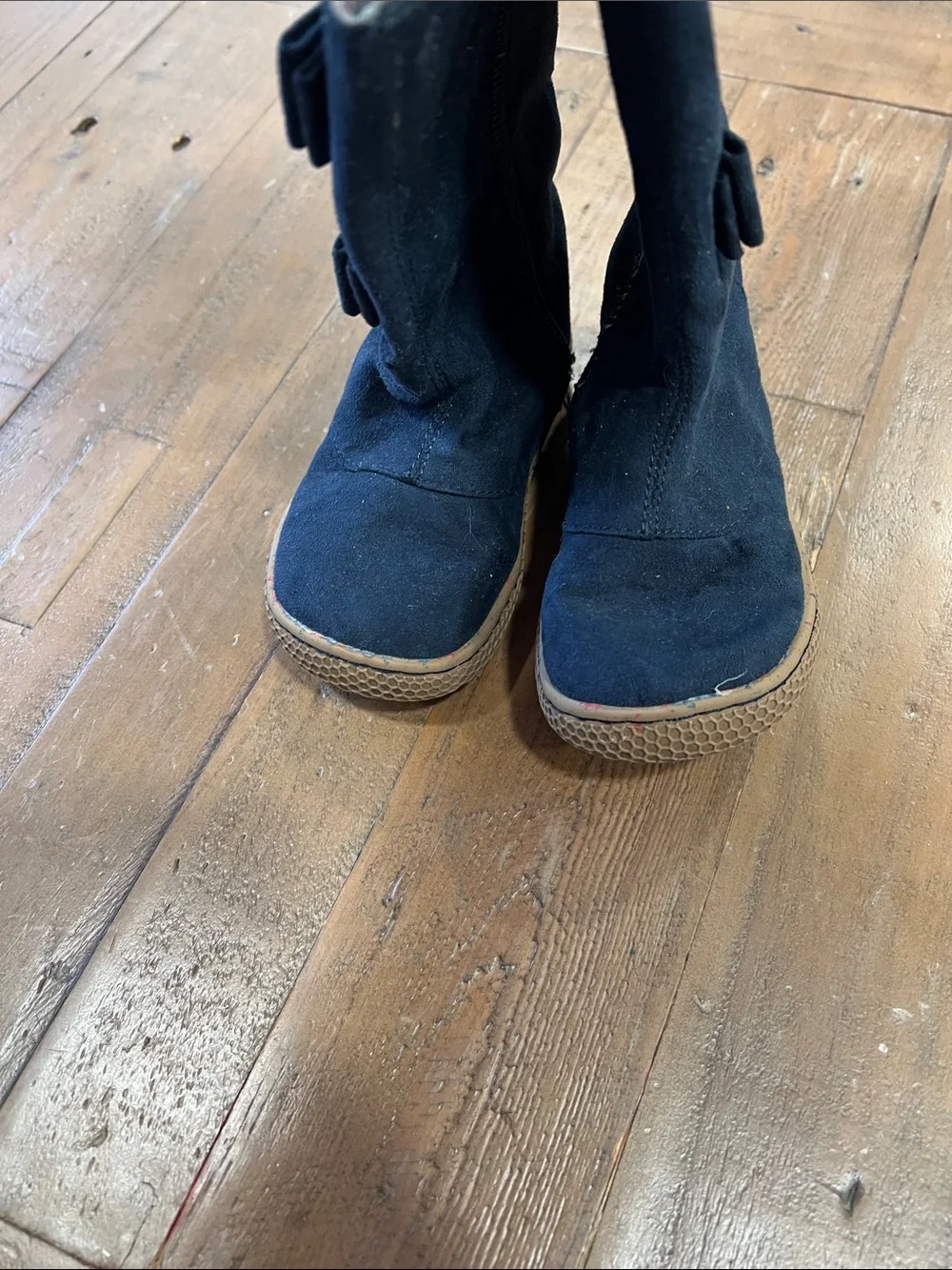 Livie & Luca Neve blue suede bow boots little girl 6 calf height